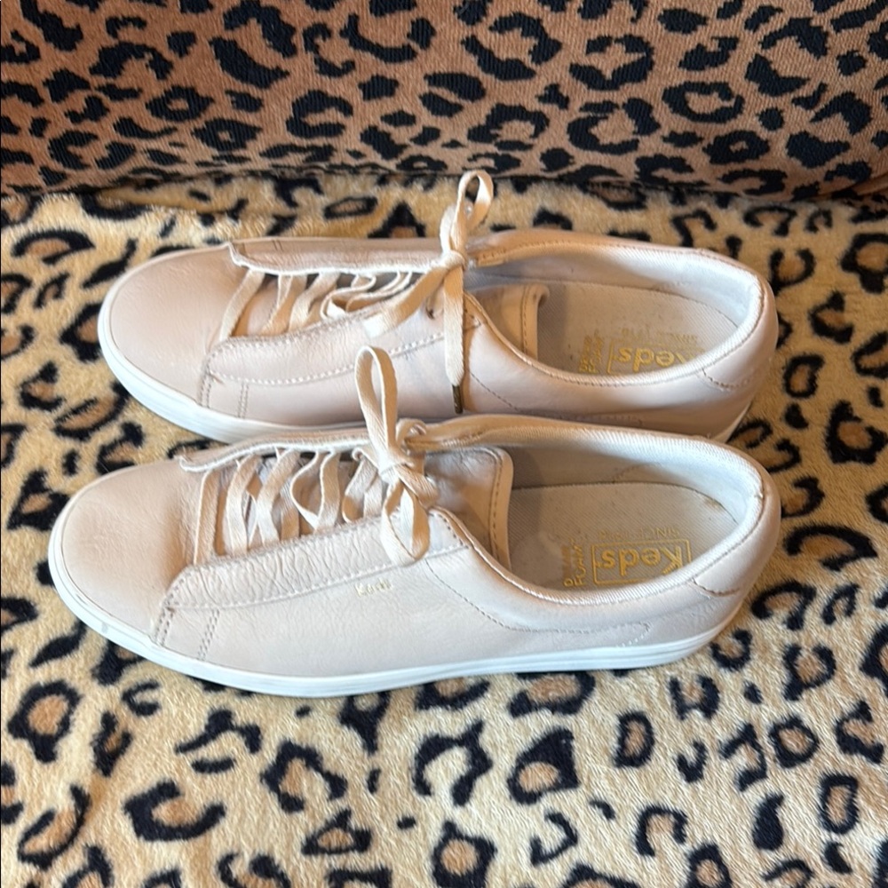 KEDS Cream/Pale Pink Leather Sneakers